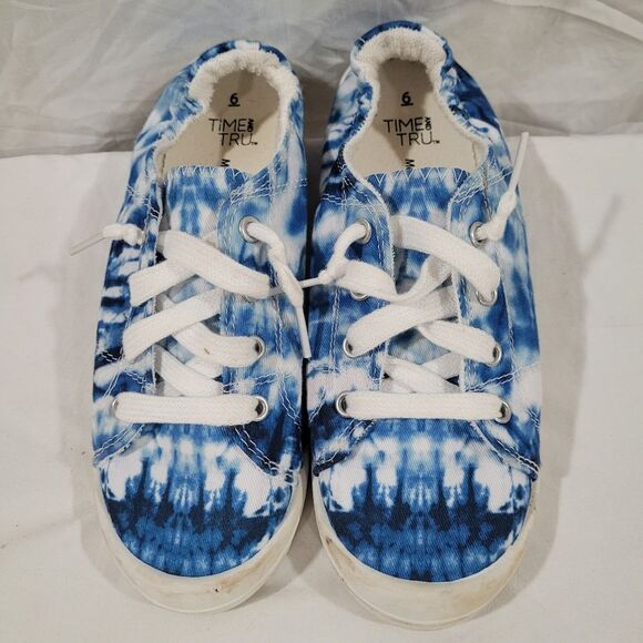 🎉5 For $10🎉- Time & Tru size 6 Women blue tie dye Scrunch Back Slip-On Sneaker - Picture 1 of 6